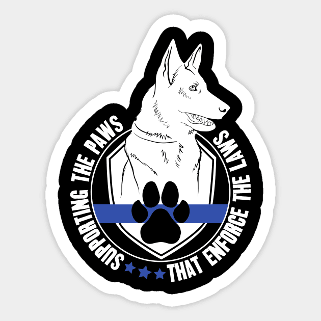 Supporting the paws that enforce the laws - K9 police officer support Sticker by captainmood